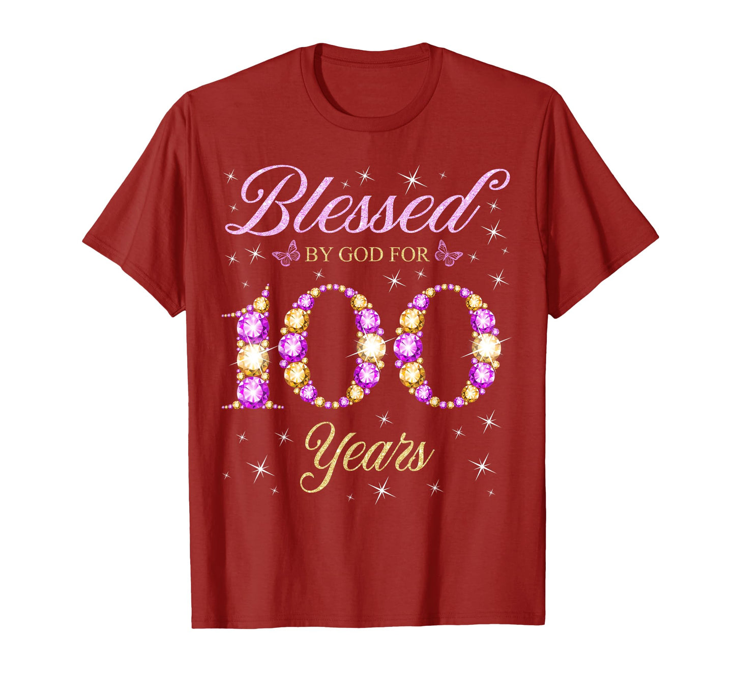 Blessed By God For 100 Years Old 100th Birthday Party Queens T-Shirt