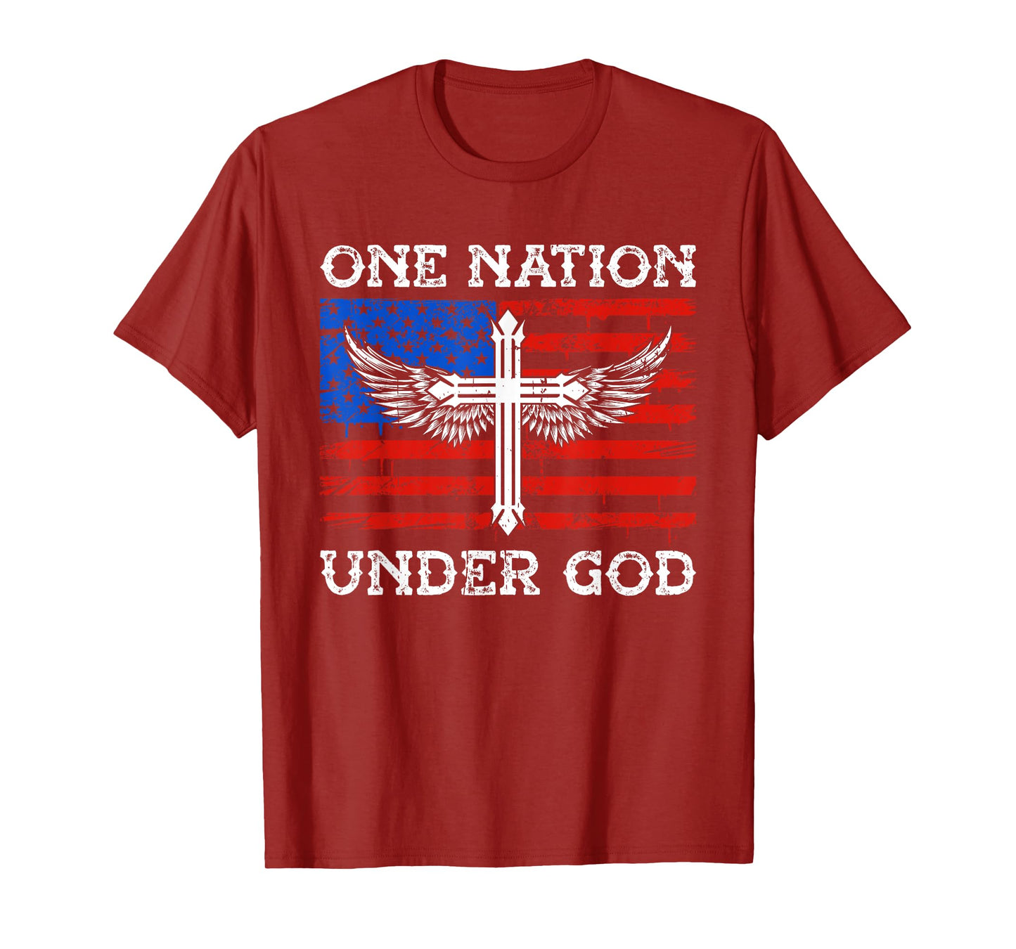 One Nation Under God Jesus Blessed American Flag T-Shirt