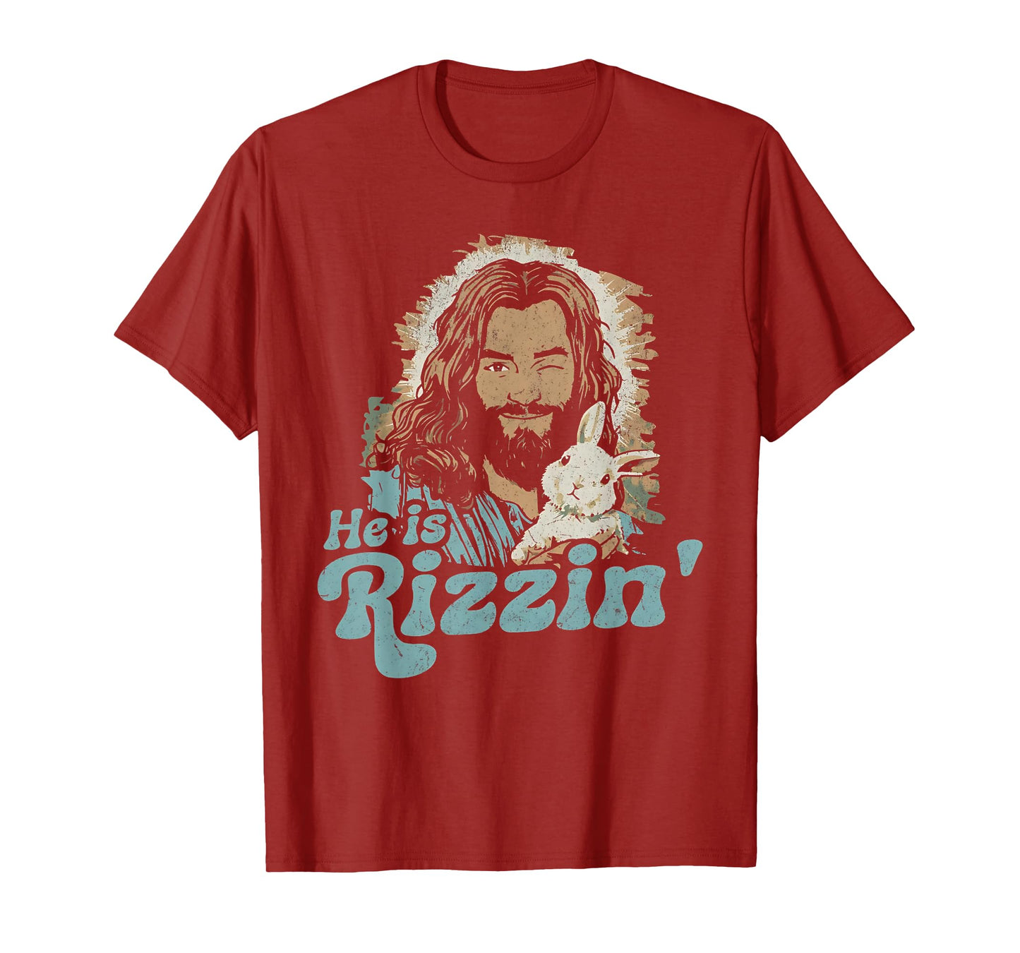 He Is Rizzin Funny Cute Jesus Bunny Easter Christian Men Boy T-Shirt