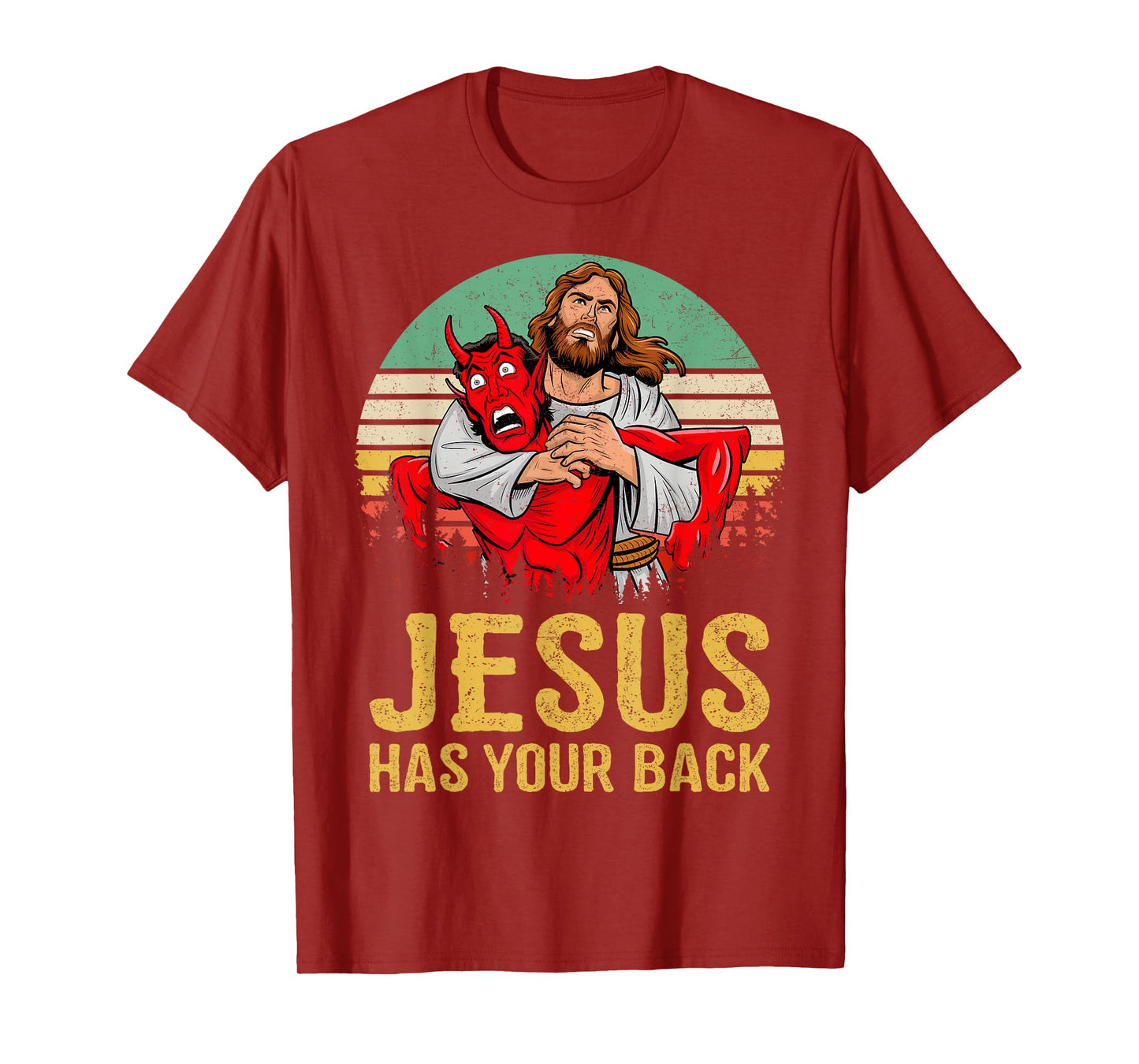 Retro Jesus Has Your Back Jiu Jitsu Christian Men Women T-Shirt