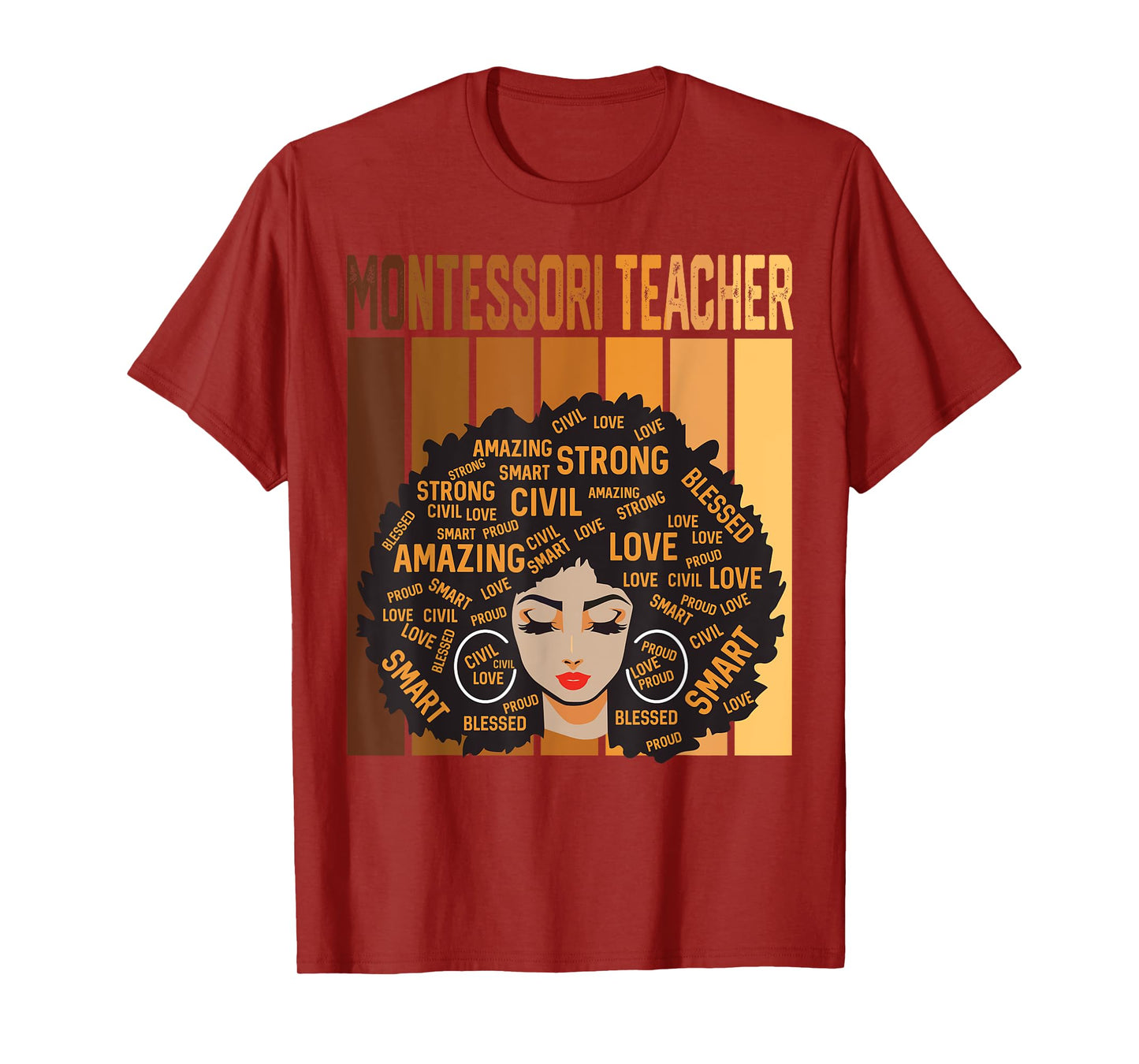 Montessori Teacher Afro African American Black History Month T-Shirt