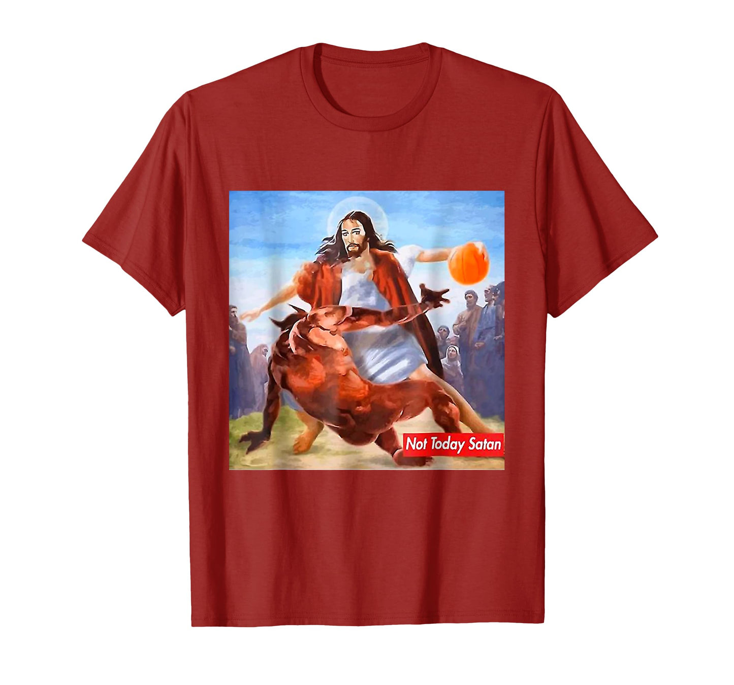 Not Today Satan Jesus Basketball Meme - Christian Faith T-Shirt
