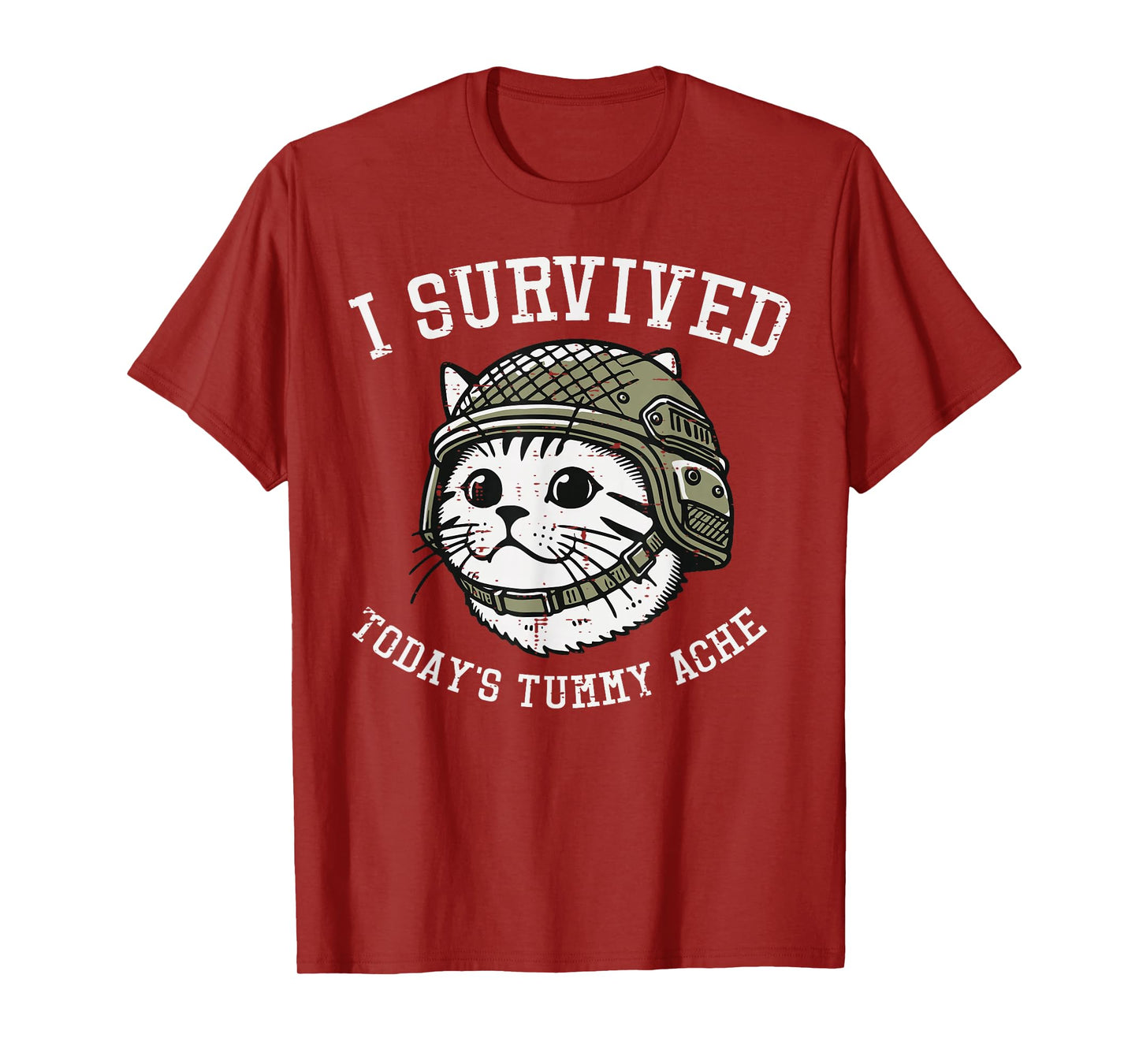 I Survived Todays Tummy Ache Cat Funny Saying Cringe Weird T-Shirt