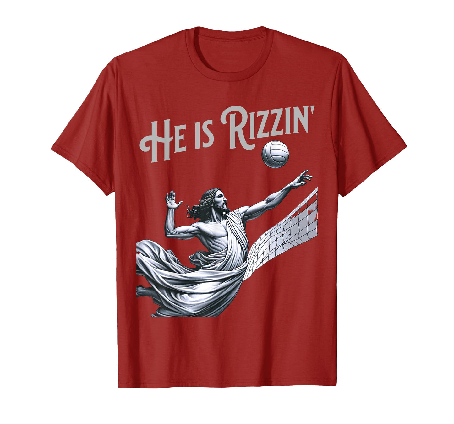 He is Rizzin Jesus Playing Volleyball Funny Sports Rizz T-Shirt