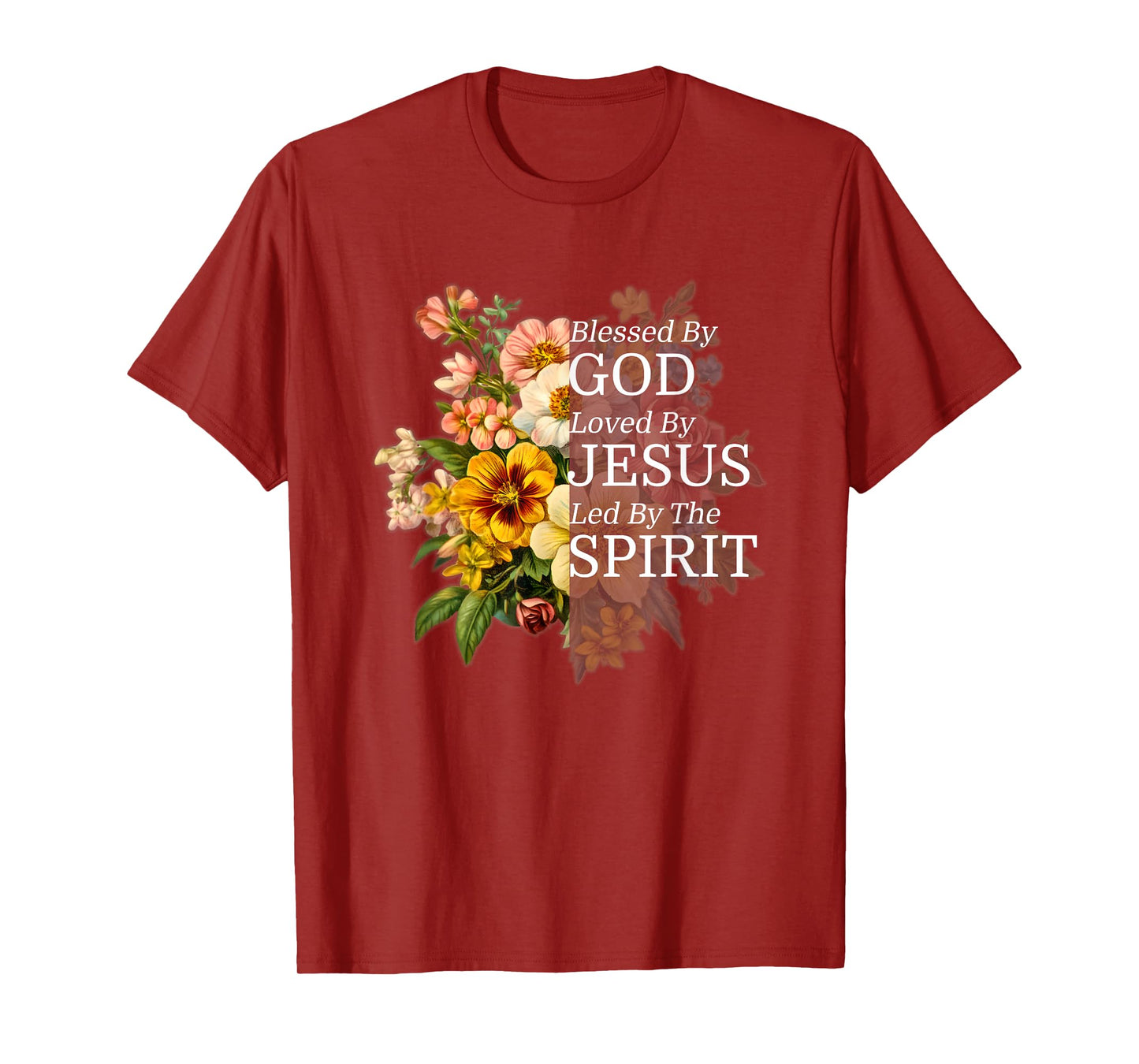 Blessed By God Loved By Jesus Vintage Wild Flower Christian T-Shirt