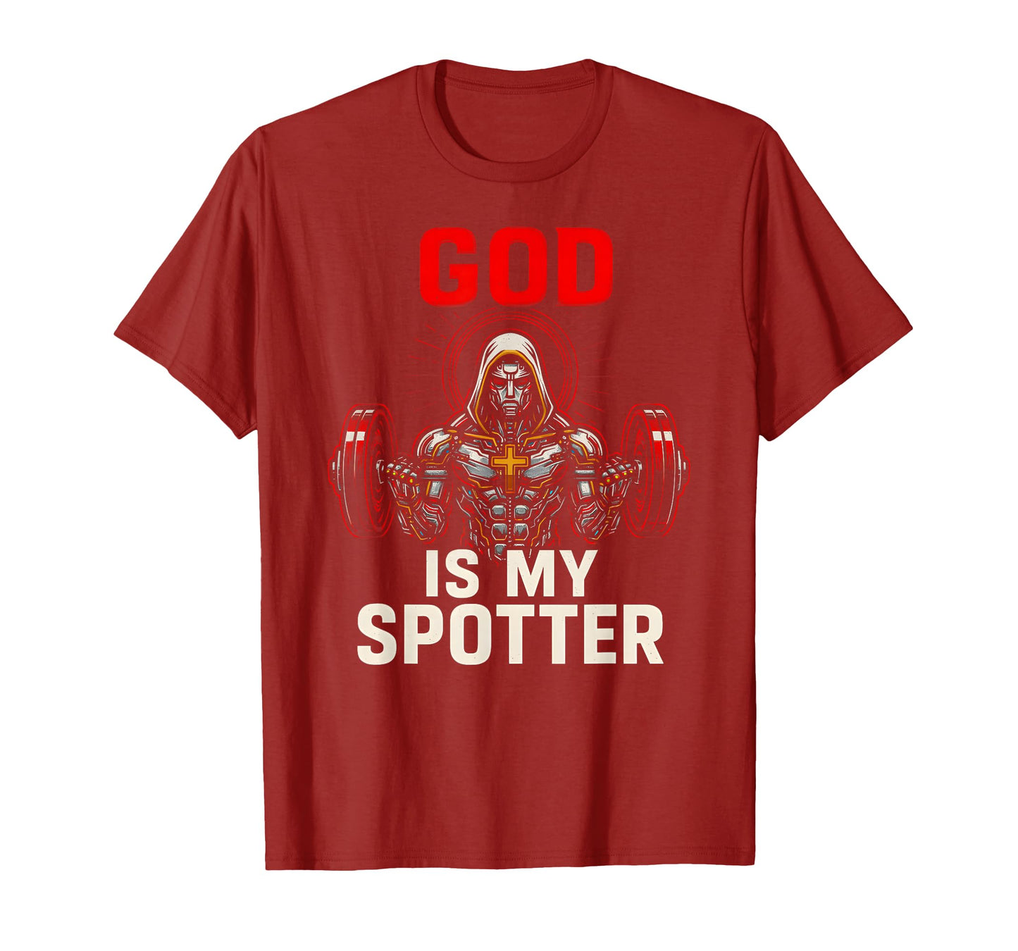 Christian Fitness God is My Spotter Cool Mens Religious T-Shirt