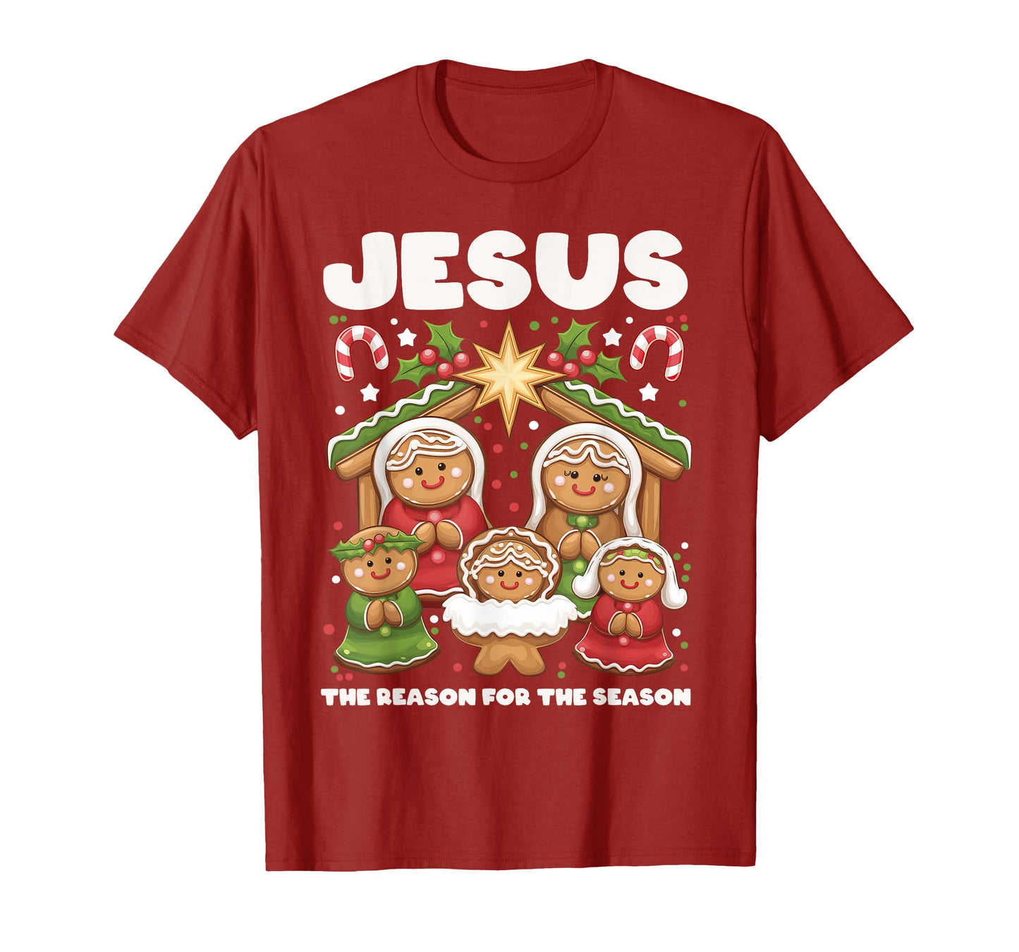 Jesus The Reason Gingerbread Christmas Christian Nativity T-Shirt