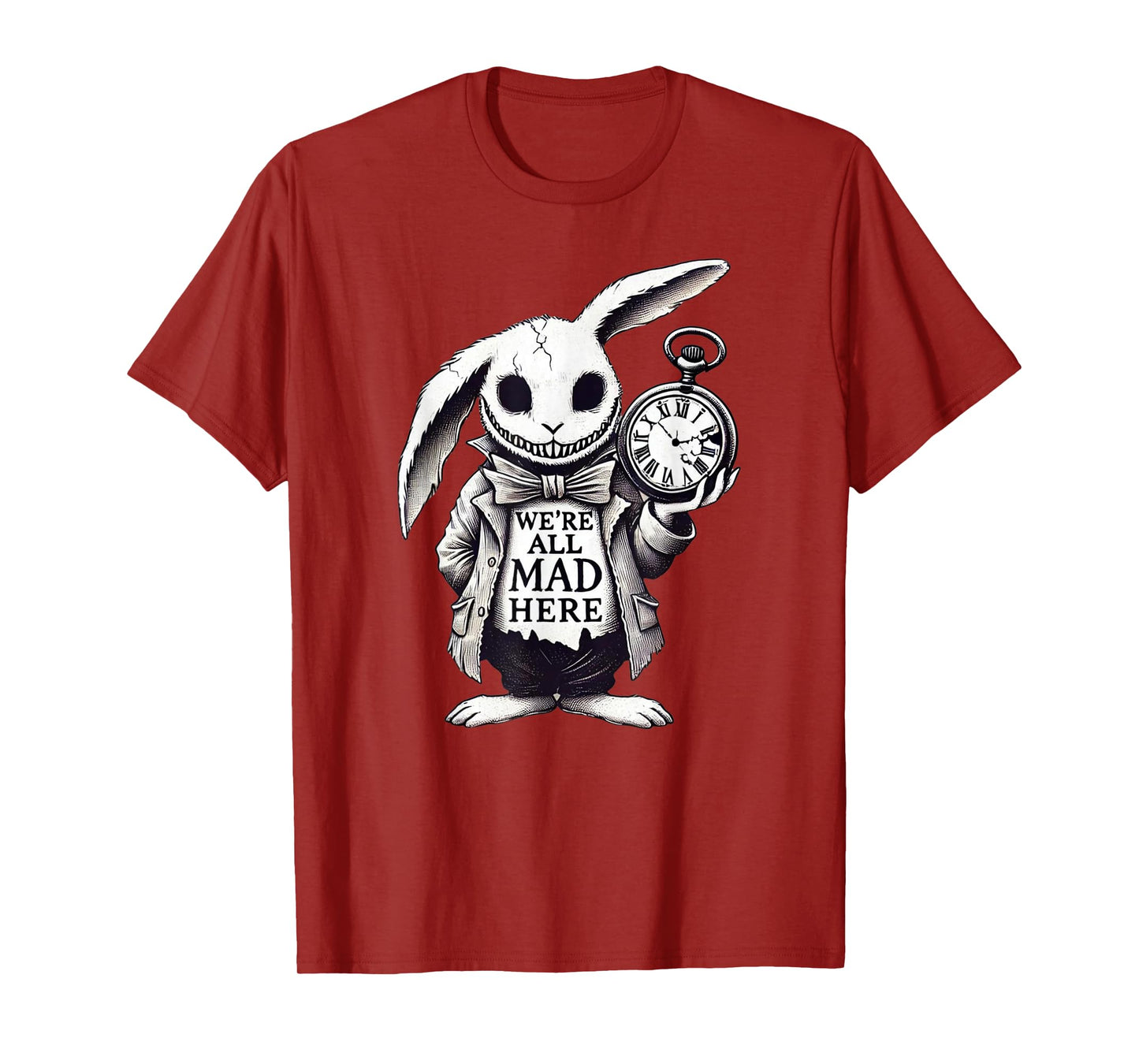 Alice in Wonderland - We're All Mad Here Rabbit Hatter Quote T-Shirt