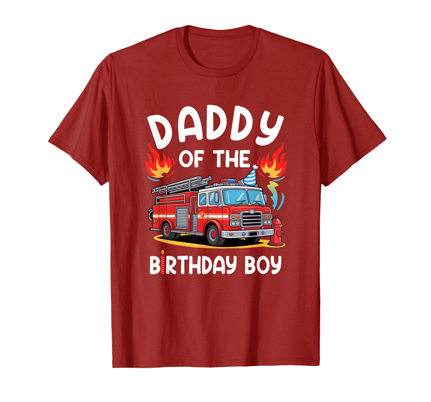 Daddy Of The Birthday Boy Fire Truck Firefighter 1St Party T-Shirt
