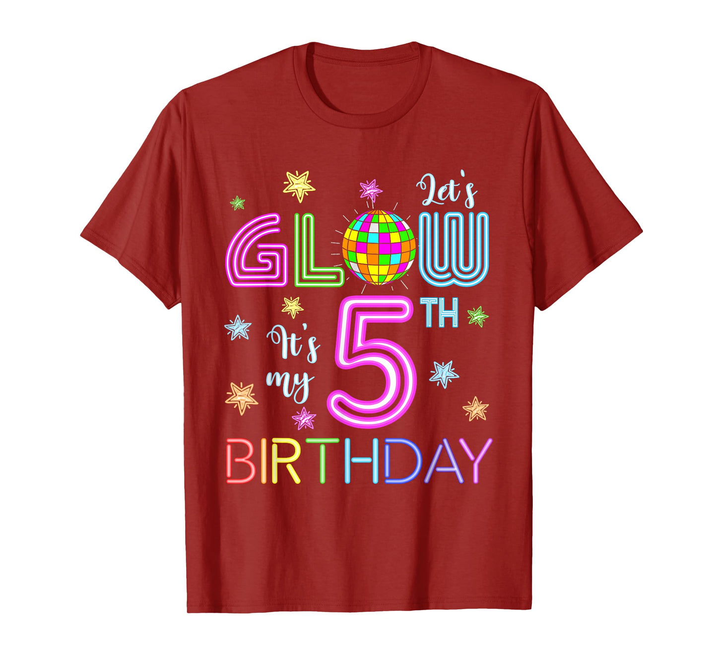 Lets Crazy It's My 5th Birthday Glowing 80s 5 Year Old T-Shirt