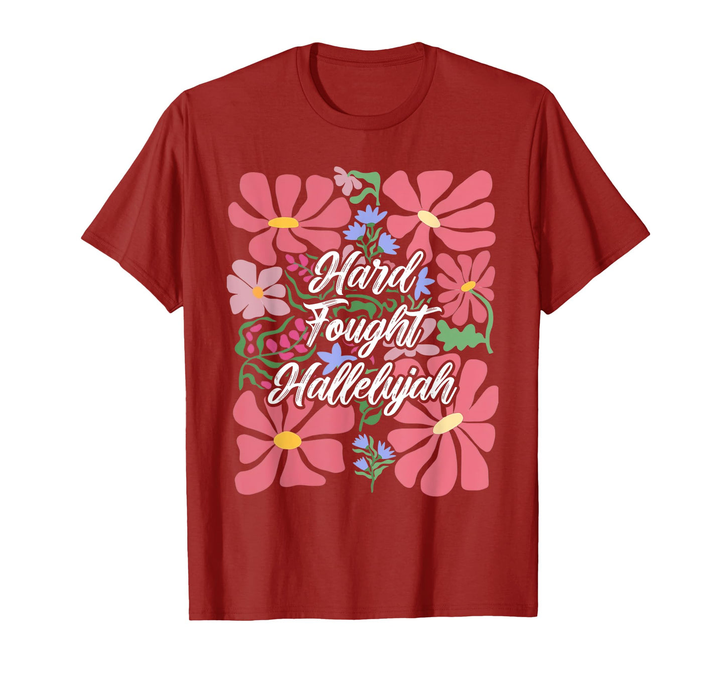 Boho Retro Christian Hard Fought Hallelujah Men Women T-Shirt
