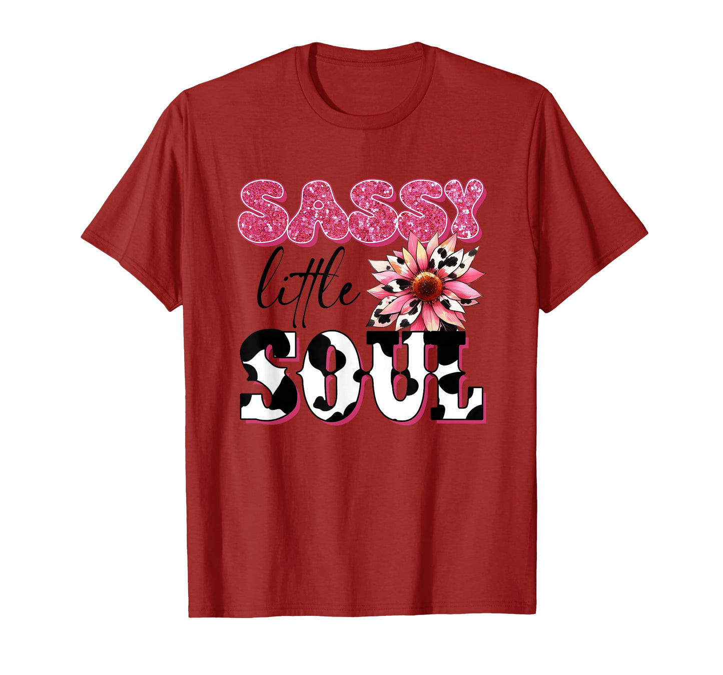 Sassy Little Soul Glittery Floral Cow Print T-Shirt