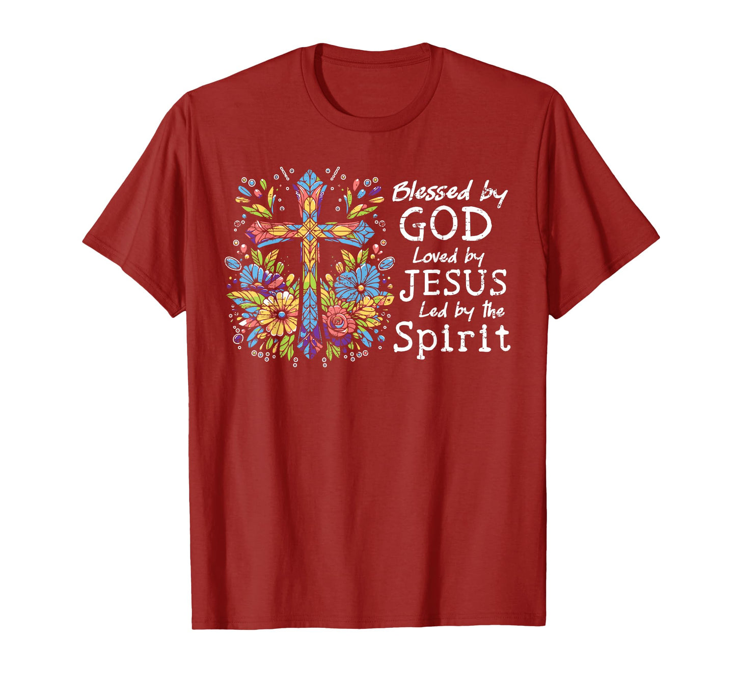 Blessed by God Loved by Jesus Christian Cute Tee Butterfly T-Shirt
