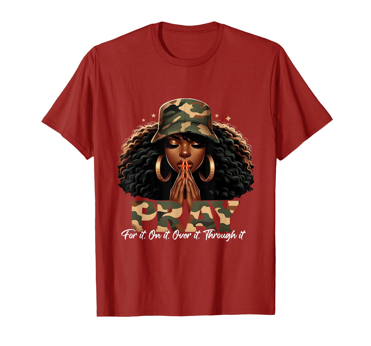 Faith Camo Pray Christian Inspirational Black Woman T-Shirt