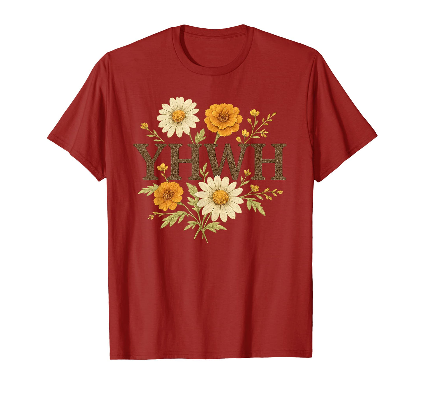 YHWH Floral Name of God Christian Faith T-Shirt
