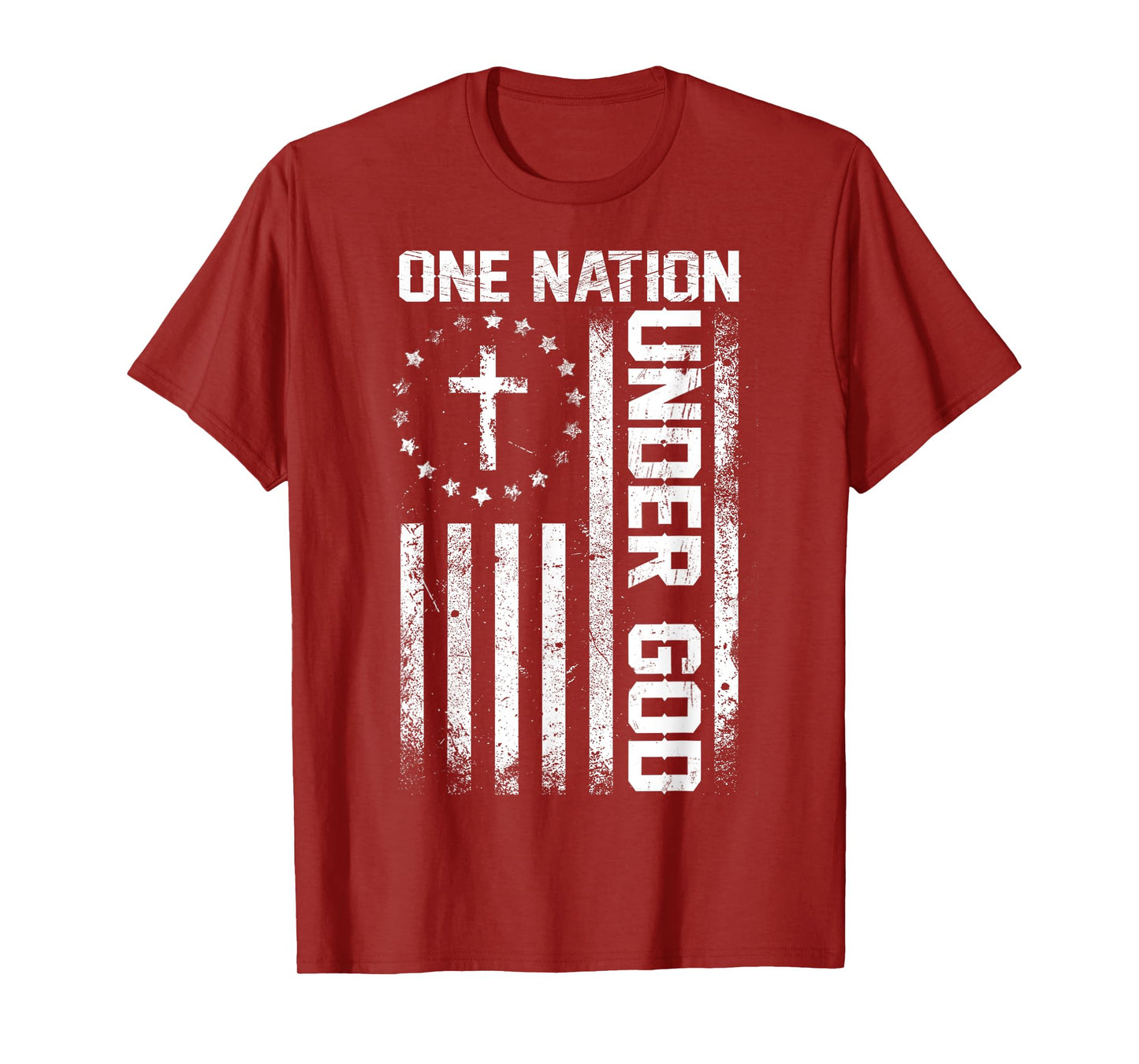 One Nation Under God Flag 4th Of July Patriotic Christian T-Shirt