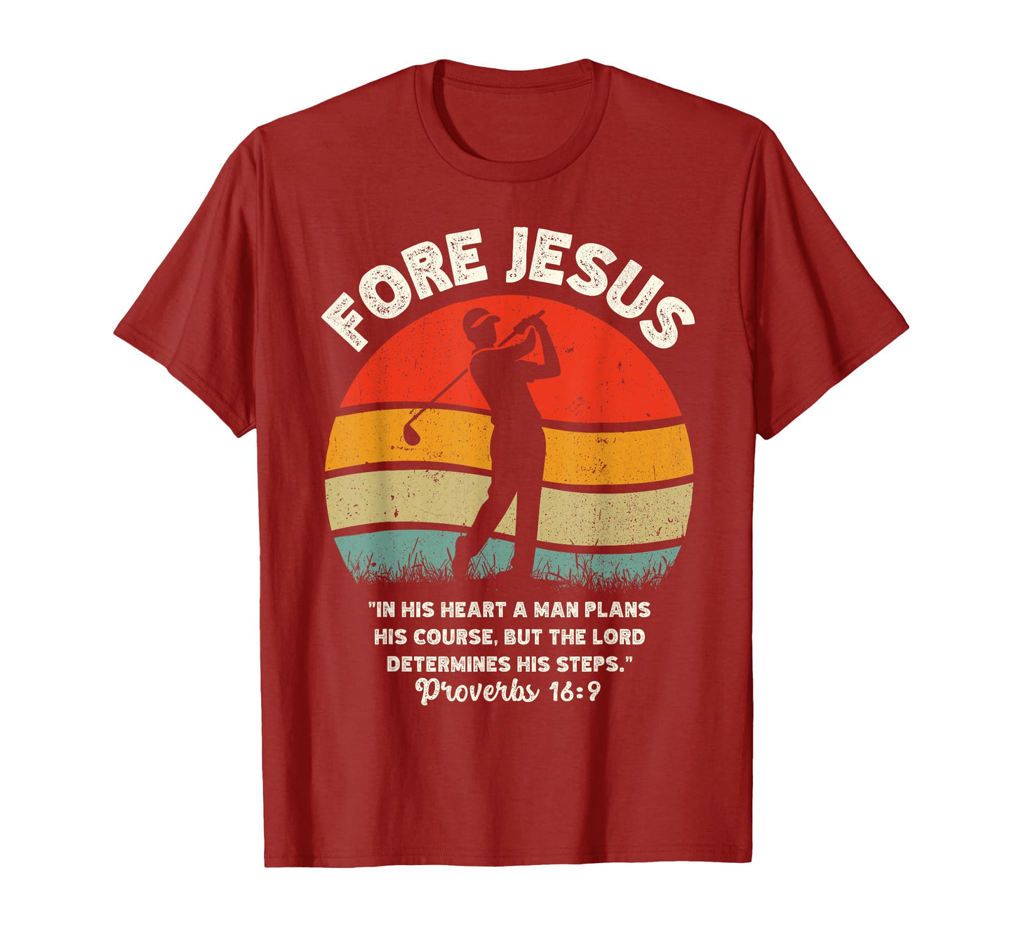 FORE Jesus Christian Golf Retro 70s Religious Golfing Men's T-Shirt