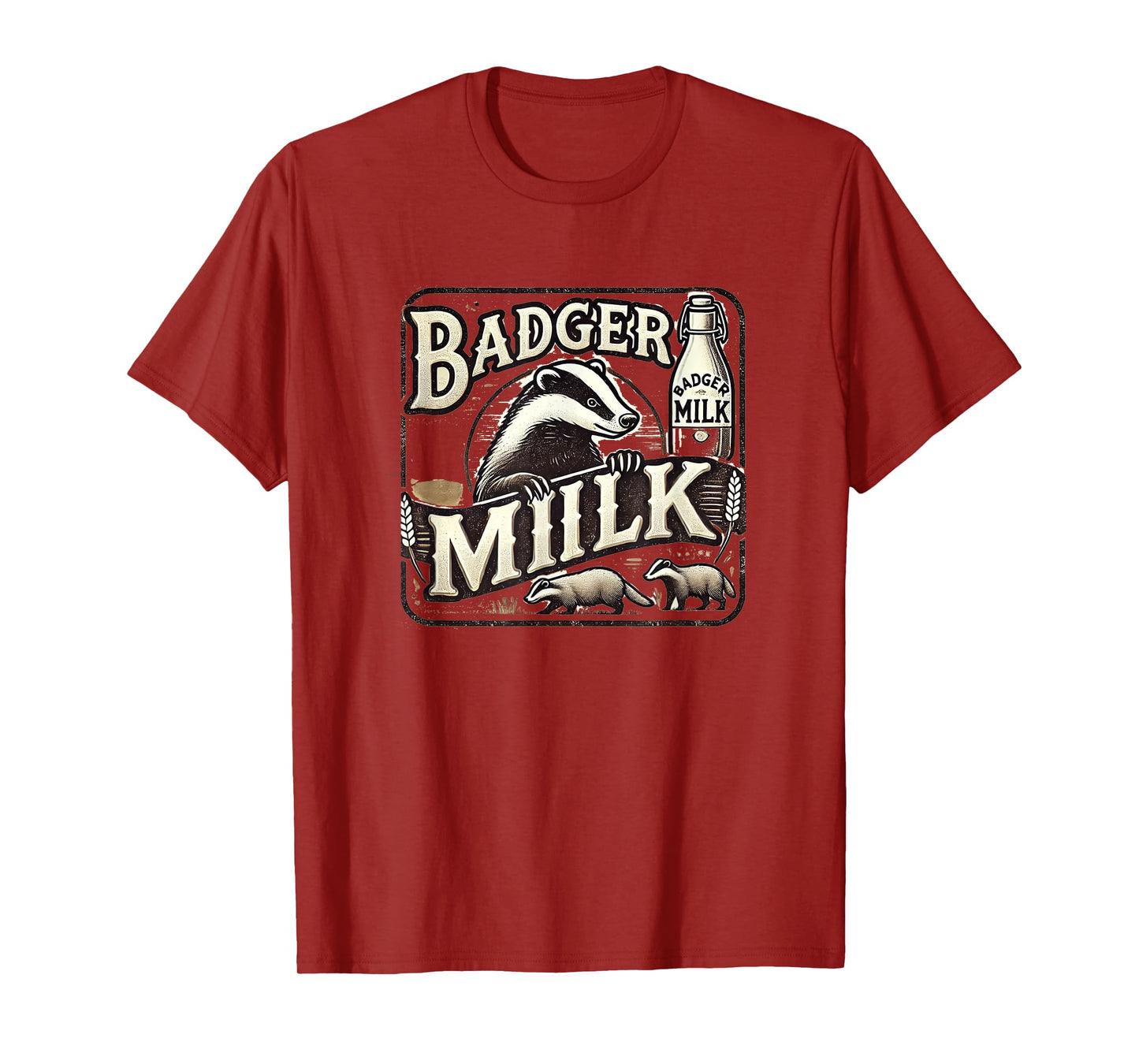 Funny Animal Badger Milk Vintage Advertising T-Shirt