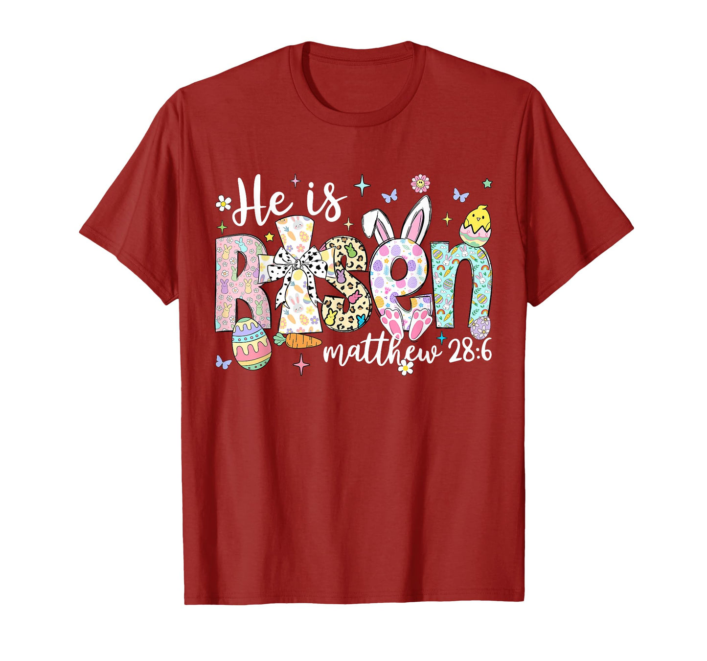 He is Risen Jesus Christian Happy Easter Women Kids Girls T-Shirt