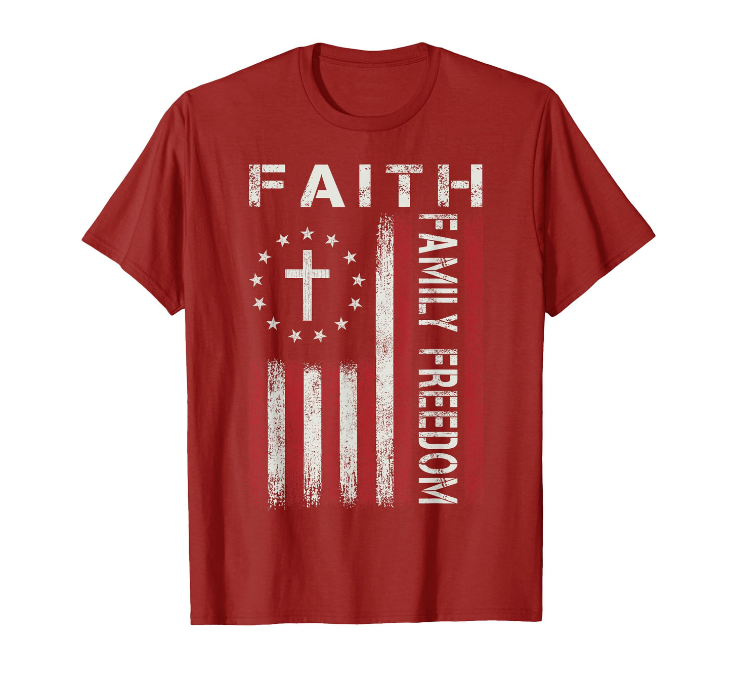 Faith Family Freedom Jesus Christian Cross Flag Religious T-Shirt