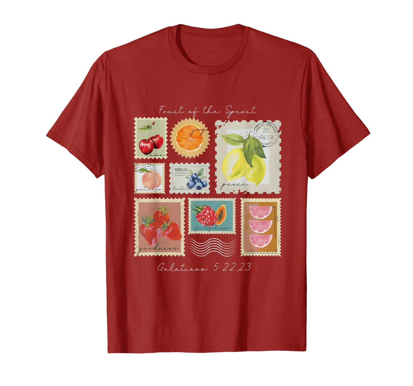 Fruit of The Spirit Summer Fruit Stamp Faith Based Christian T-Shirt