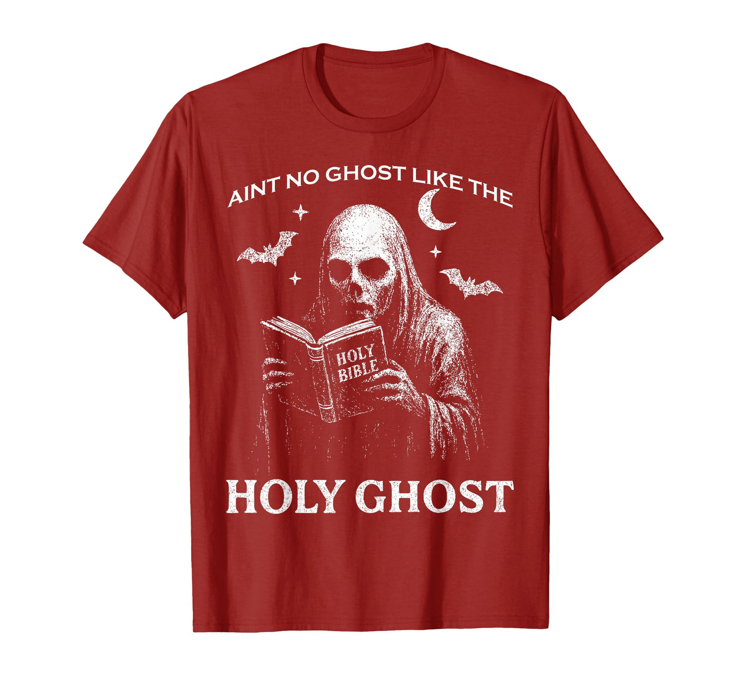Holy Ghost Creepy Realistic Distressed Halloween Bible Shirt T-Shirt