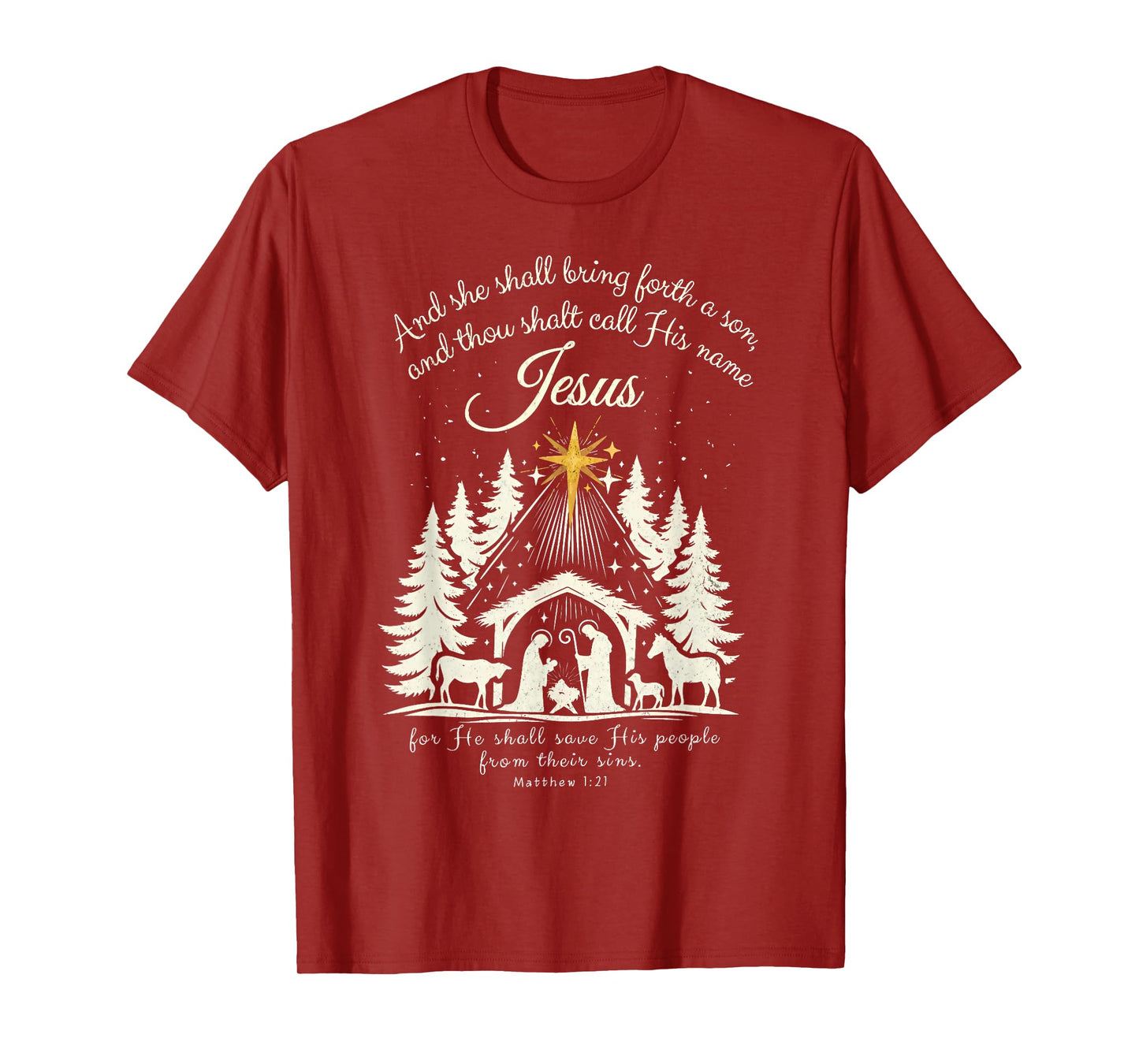 Jesus Christian Christmas Xmas Tree Family Pajamas Holiday T-Shirt