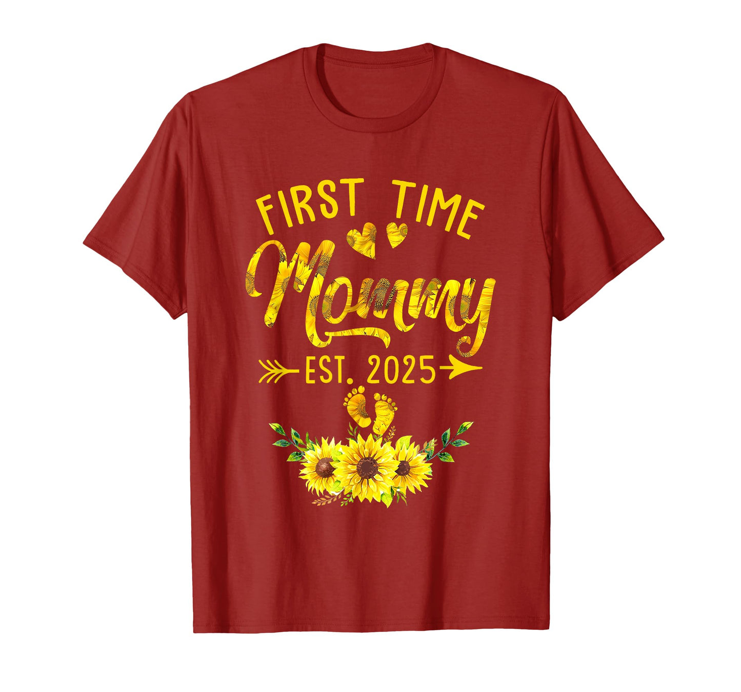 First Time Mommy Est 2025 Sunflower Promoted To Mommy T-Shirt