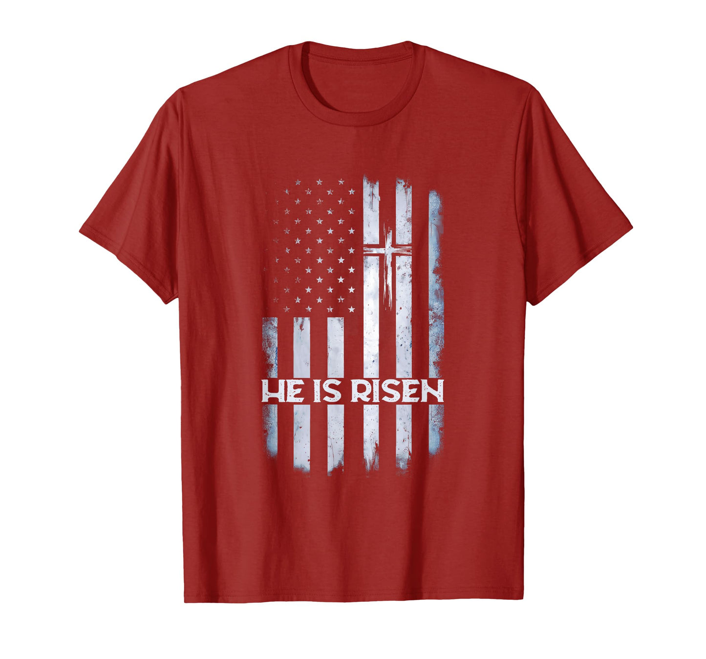 Patriotic Easter American Flag He is Risen Boys Mens Easter T-Shirt