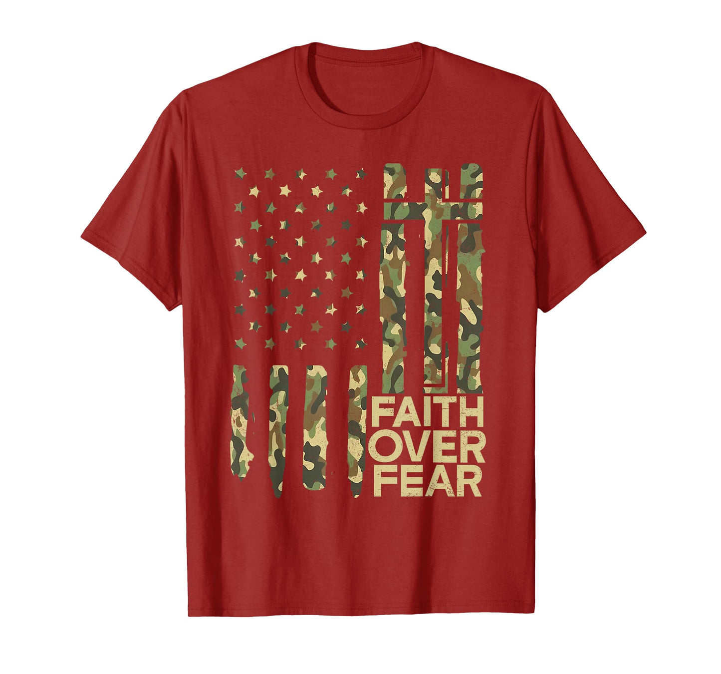Jesus Faith Over Fear Cross Bible Religious Verse Christian T-Shirt