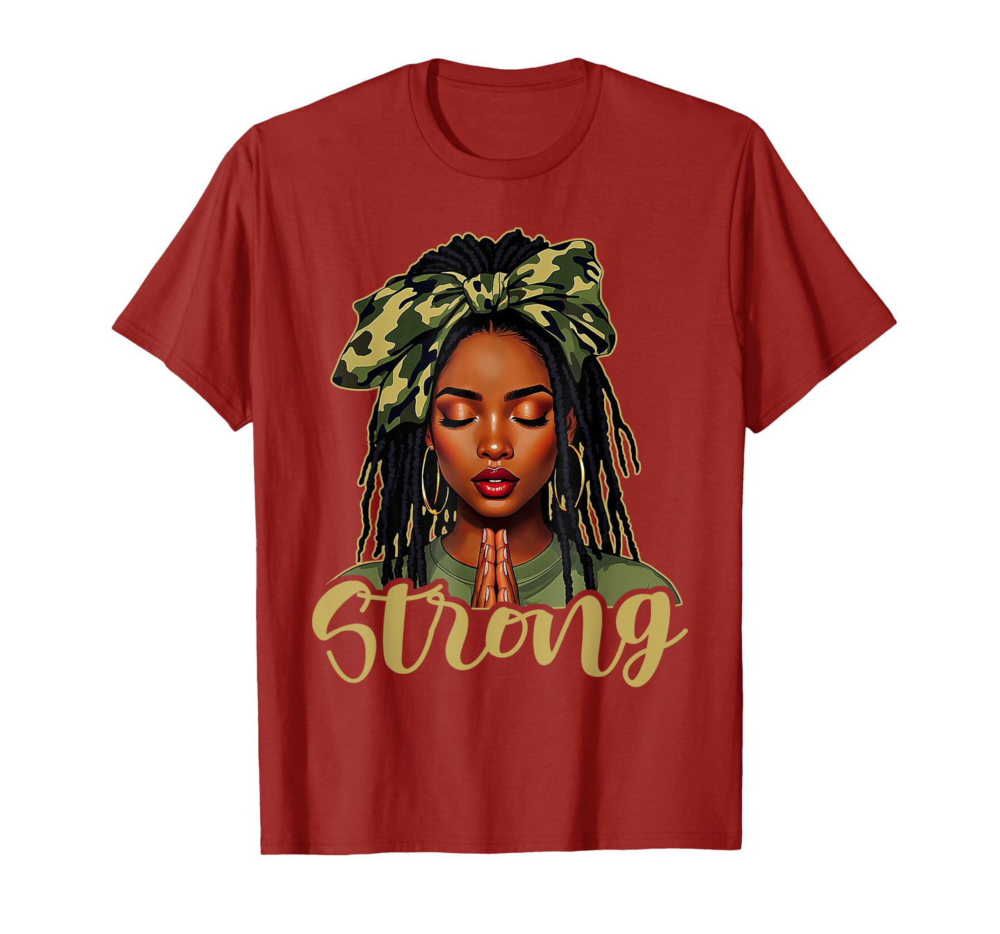Strong Black Woman Praying Afro African American Christian T-Shirt