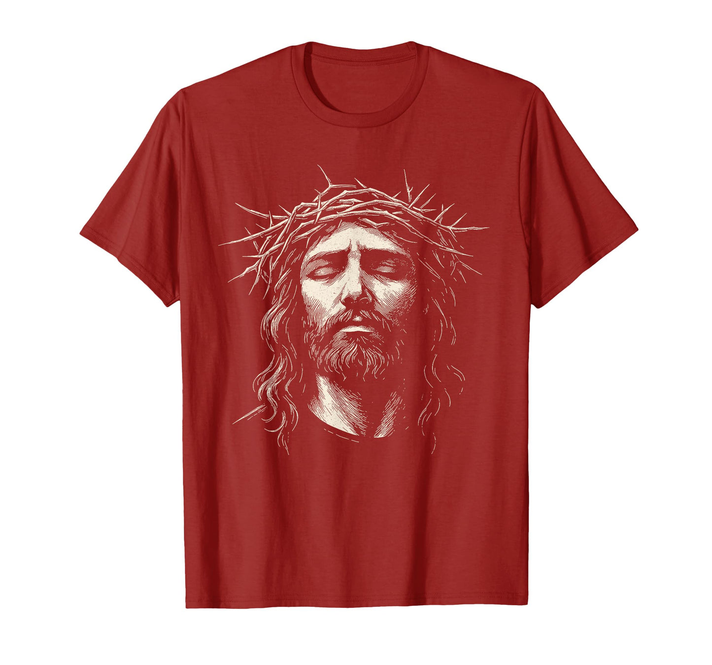 Retro Jesus Christ Face with Crown of Thorns God Bible T-Shirt