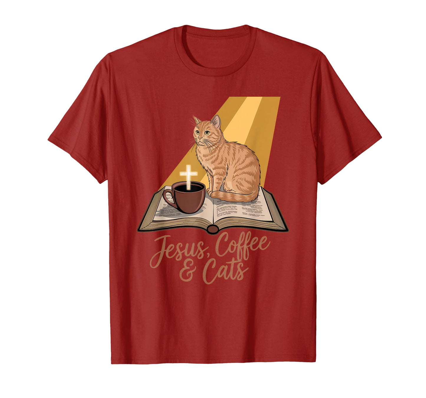 Jesus Coffee Cats Funny Cute Design Jesus Lovers Christian T-Shirt