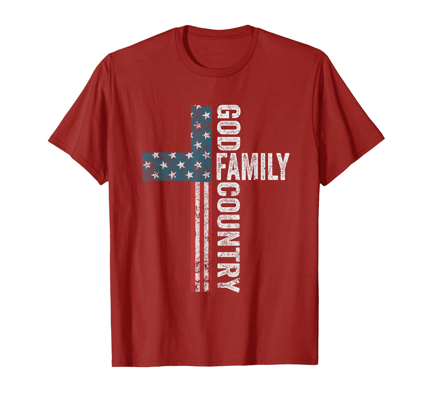 God Family Country - Patriotic Freedom Christian USA Cross T-Shirt