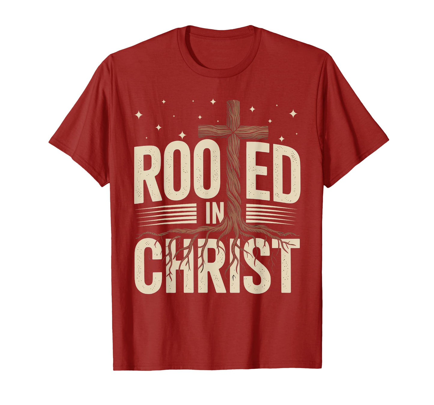 Rooted In Christ Jesus Cross Christian Faith Religious T-Shirt