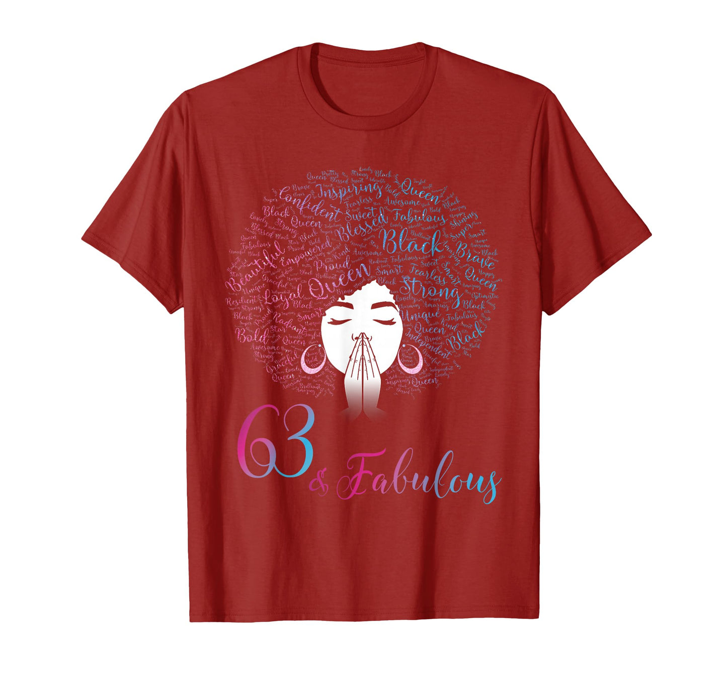 63 & Fabulous Black Queen Afro Hair 63rd Birthday T-Shirt