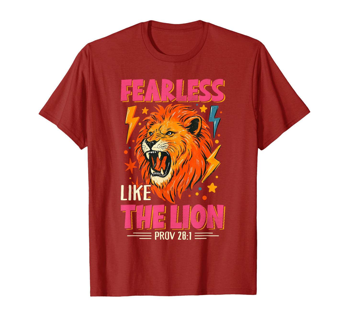 Fearless Like The Lion Christian Bible Verse Funny Sayings T-Shirt