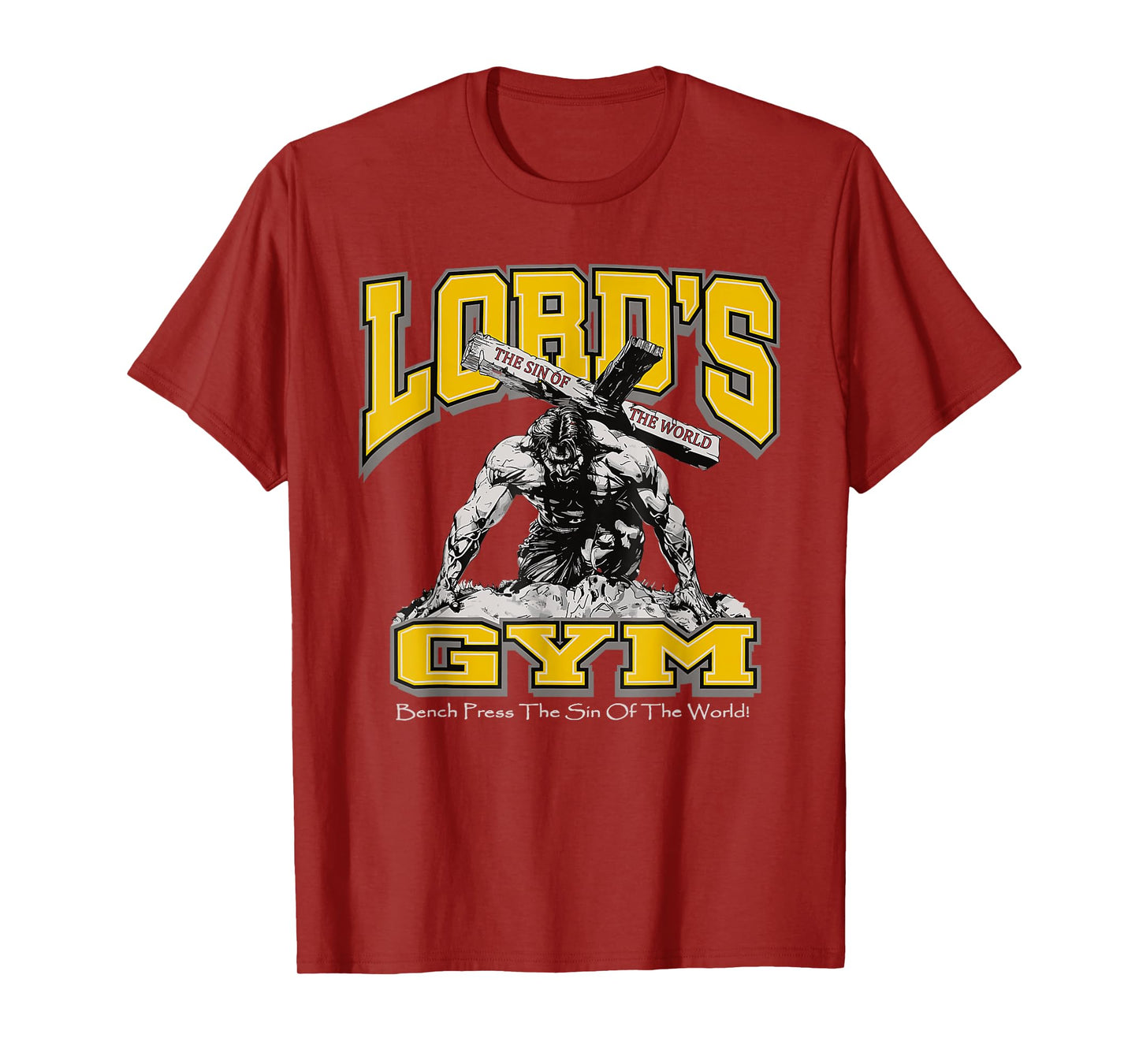 Lords Gym Bench Press The Sin Of The World, Christian Jesus T-Shirt