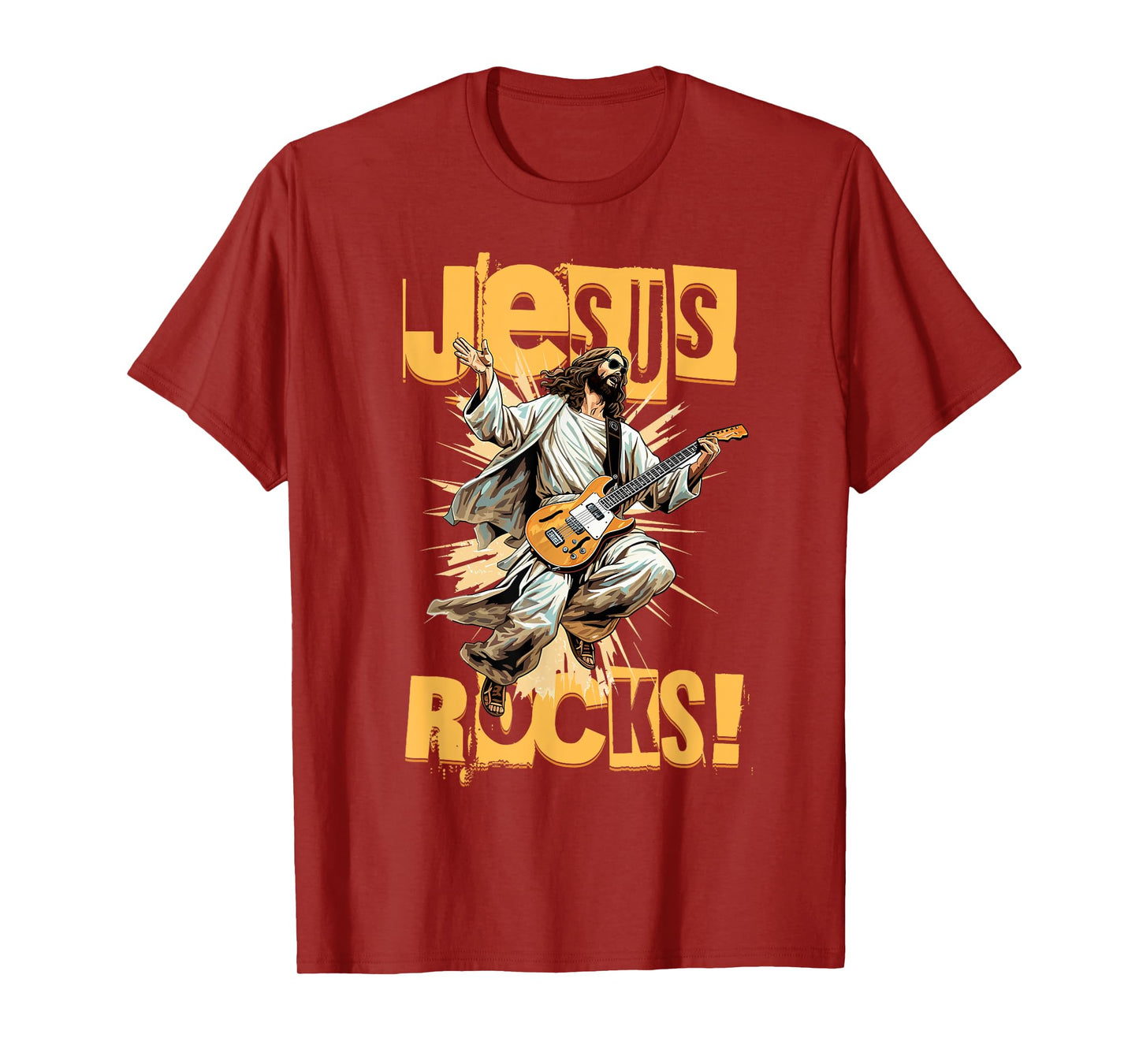 Church and Jesus Is My Jam Funny Jesus Rocks! Guitar Playing Jesus Christ T-Shirt