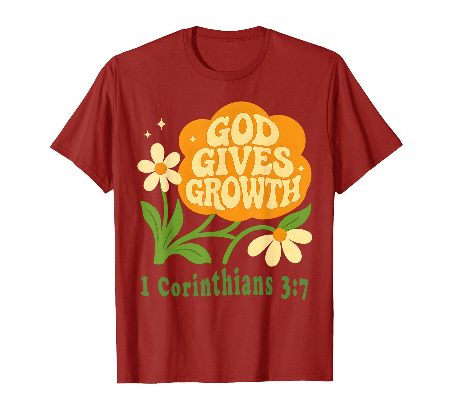 Boho Christian Flower God Growth 1 Corinthians 3 7 Verse T-Shirt