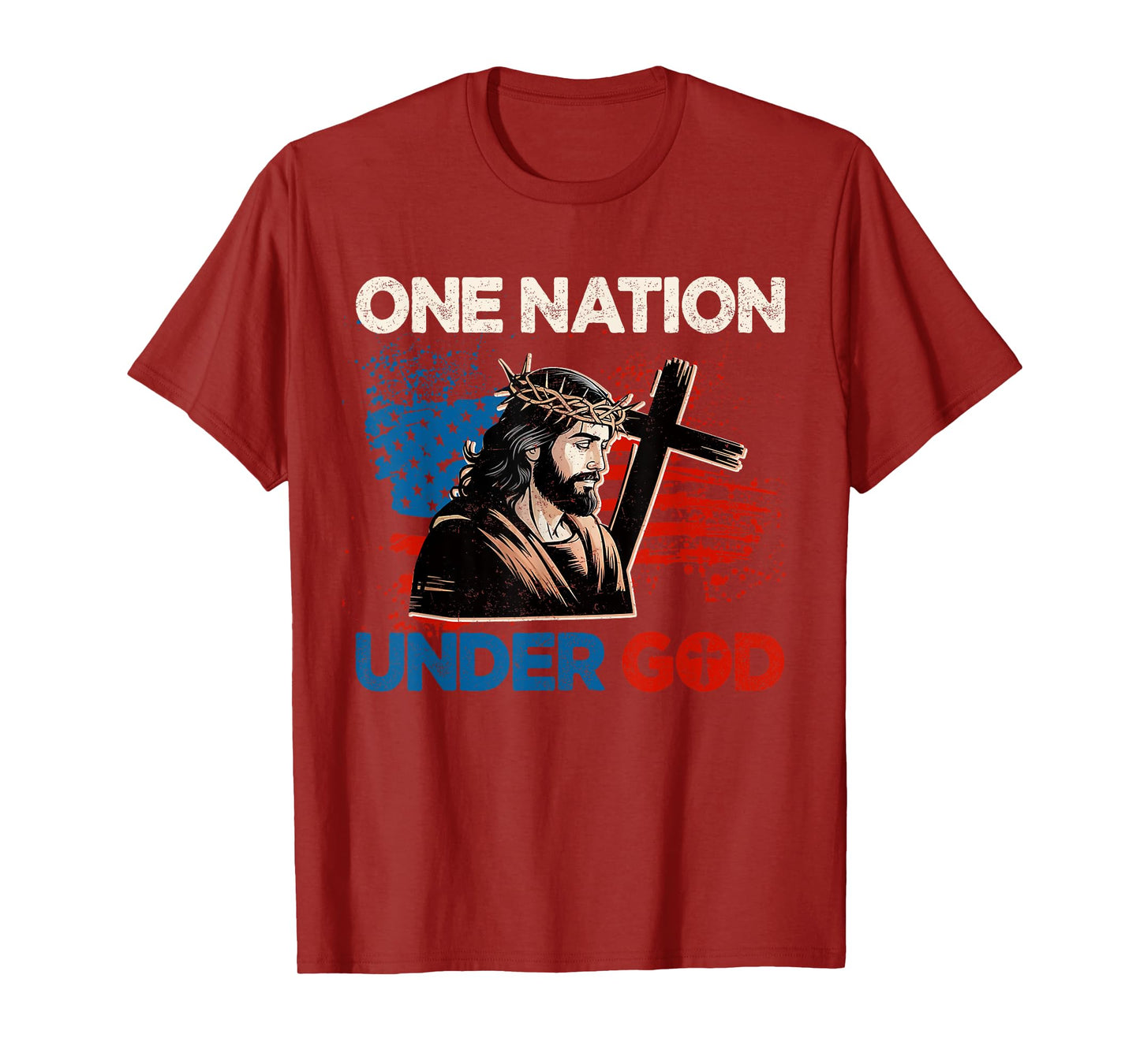One Nation Under God Patriotic 4th Of July Christian USA Men T-Shirt