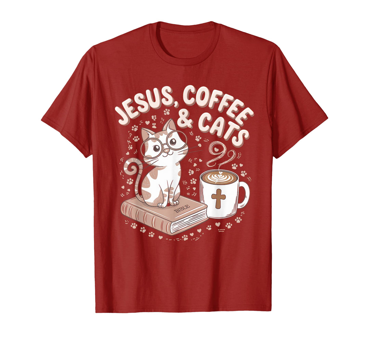 Jesus Coffee Cats Funny Cute Design Jesus Lovers Christian T-Shirt