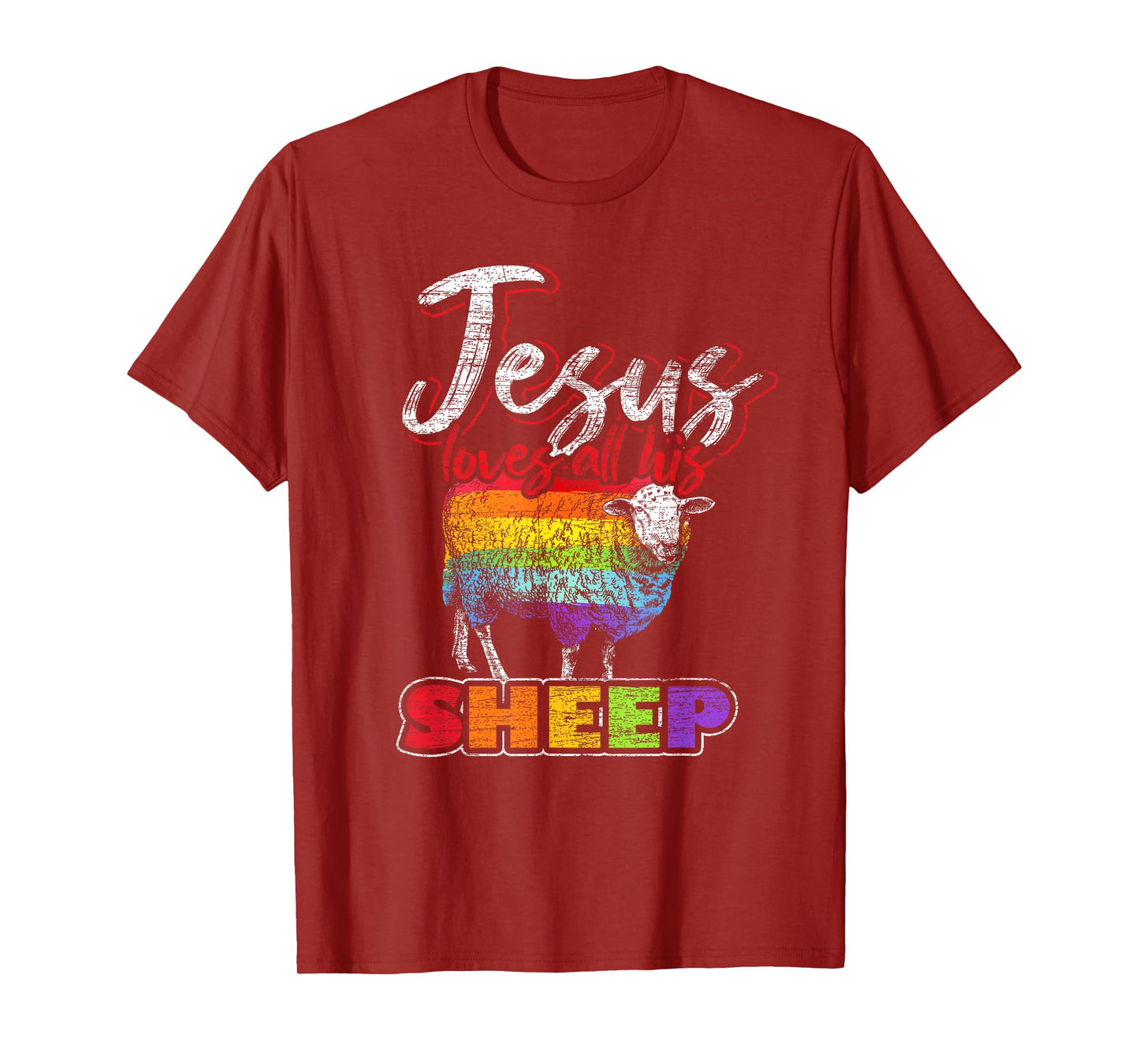 Jesus Loves All His Sheep Rainbow Flag LGBT Pride Jesus T-Shirt