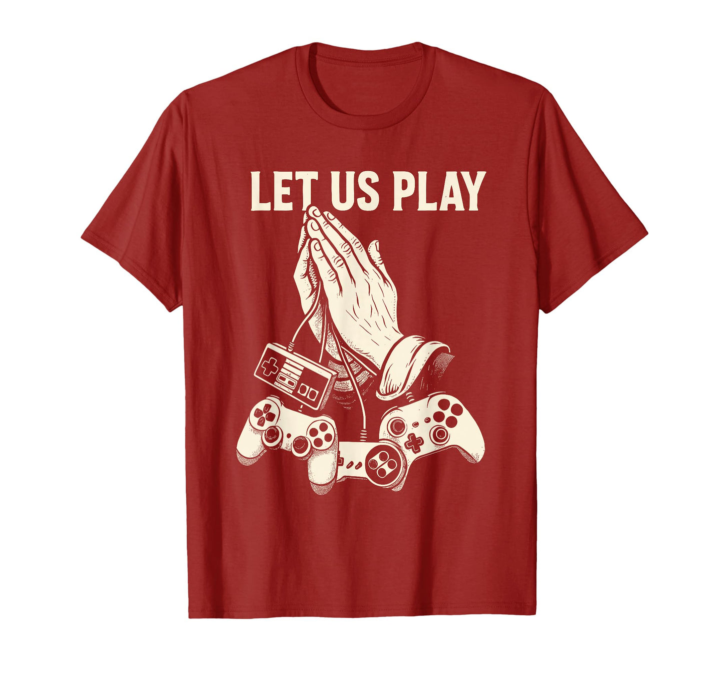 Funny Gamer Pun Praying Hands Video Game Humor Retro Console T-Shirt