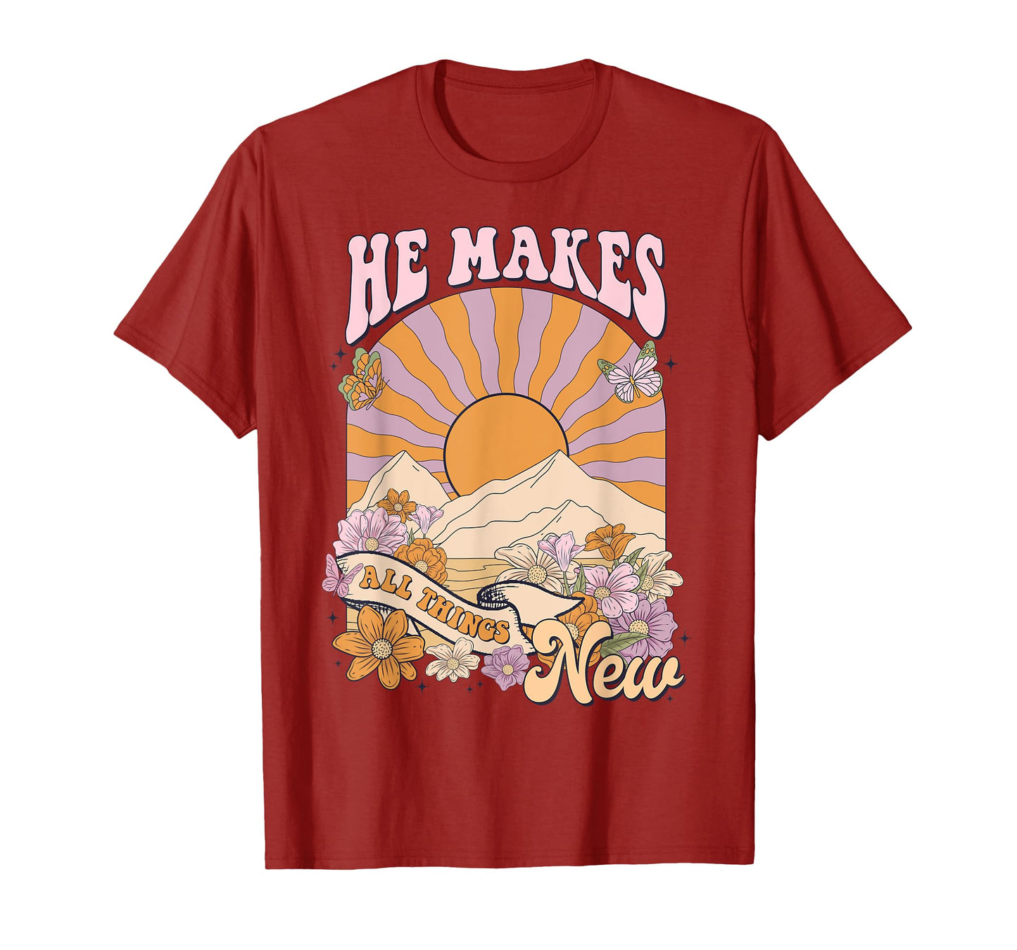 He Makes All Things New, Boho Christian Jesus, Bible Verse T-Shirt