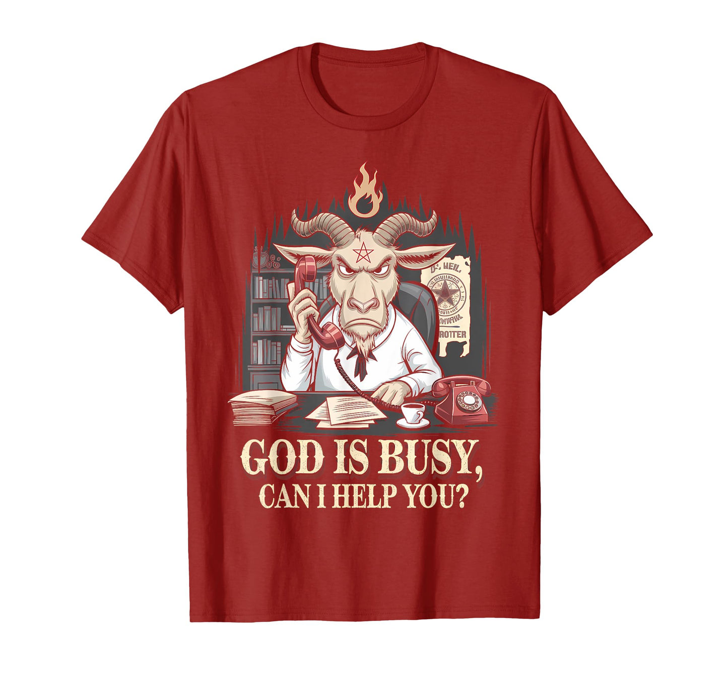 Satanic Goat Office Demon Occult Funny Sarcastic T-Shirt
