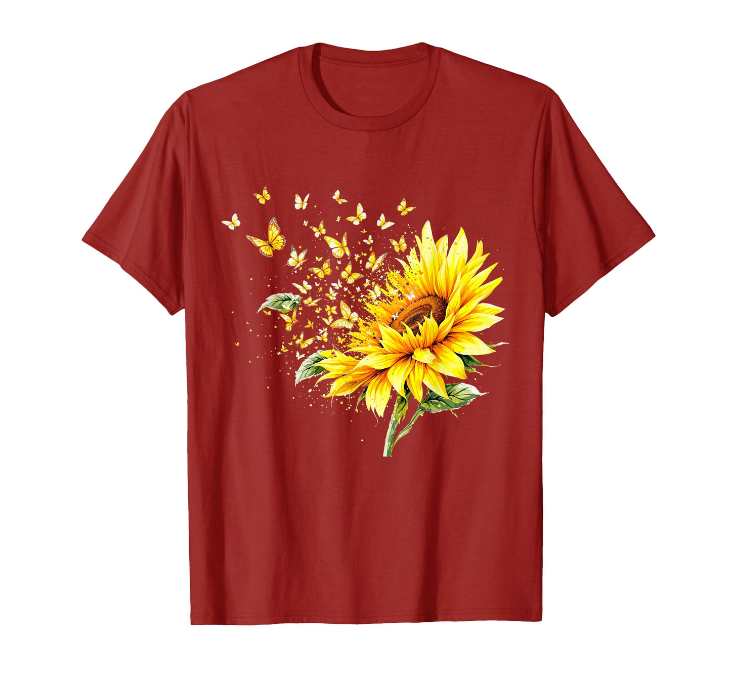 Summer Sunflower Butterfly Botanical Plant Lover Sunshine T-Shirt