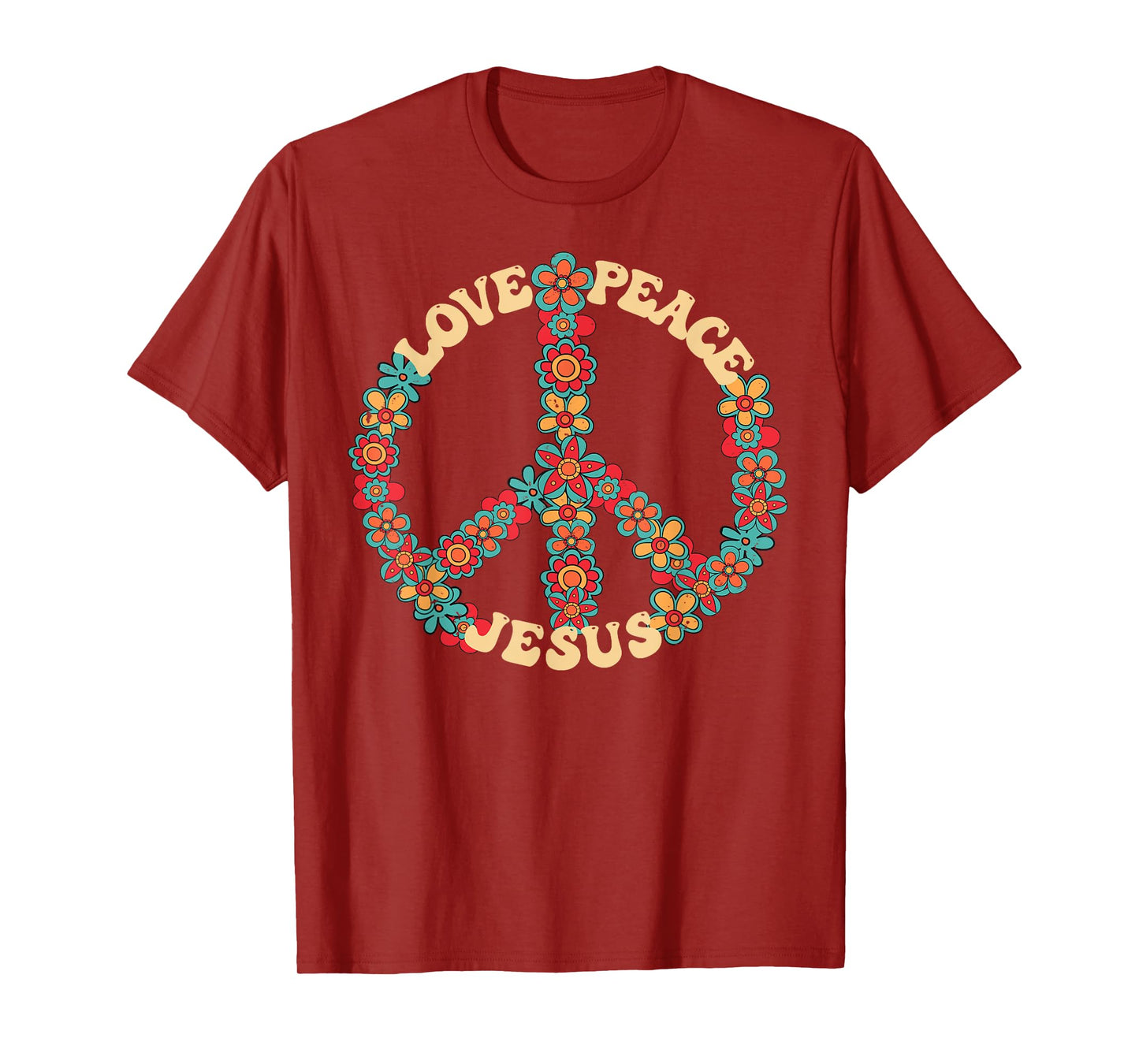 Love peace Jesus christian fun 60s 70s Costume Groovy Hippie T-Shirt