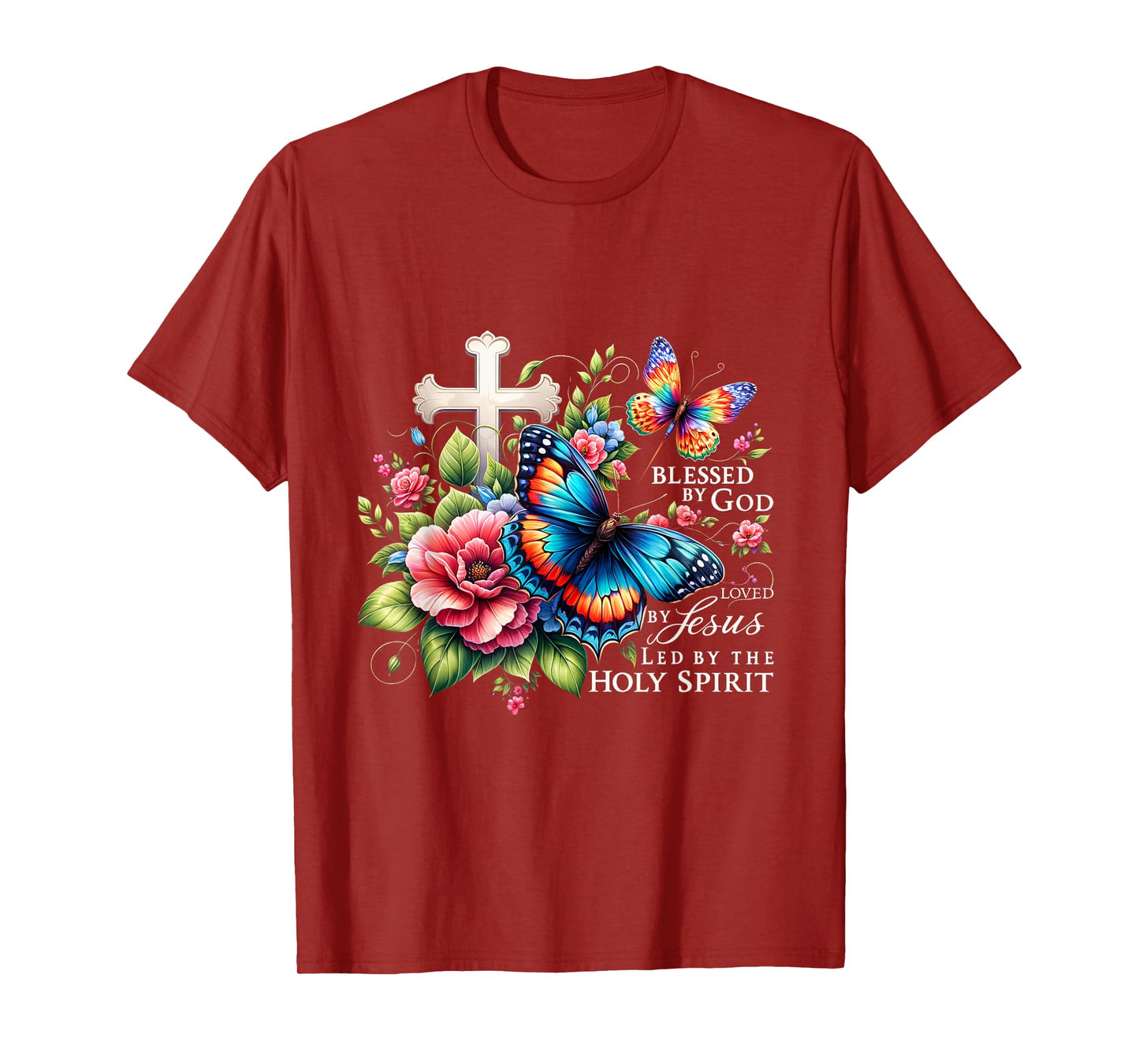 Blessed by God Loved by Jesus Happy Easter Day Butterfly T-Shirt