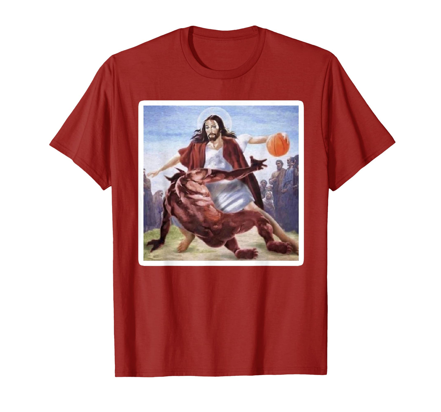 Jesus Crossing Up Satan Basketball T-Shirt